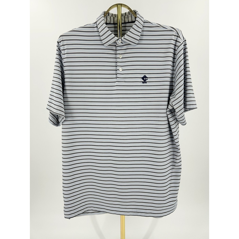 johnnie-O Mens Striped Performance Polo Shirt Blue Navy Large RN 121927